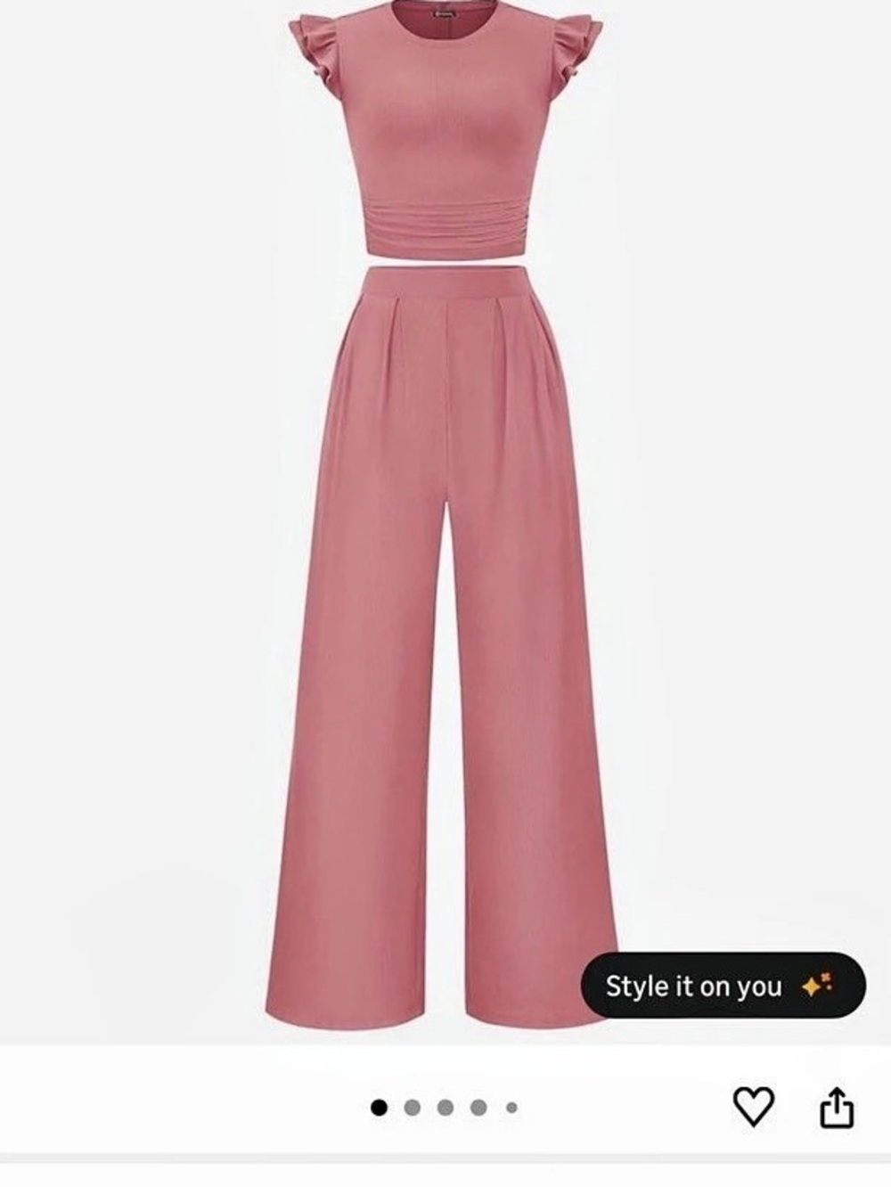 Kirundo Two Piece Set Pink Wide-Leg Set Size Large Like New